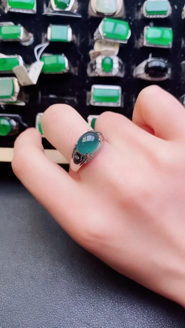 翡翠戒指银S925镶嵌1