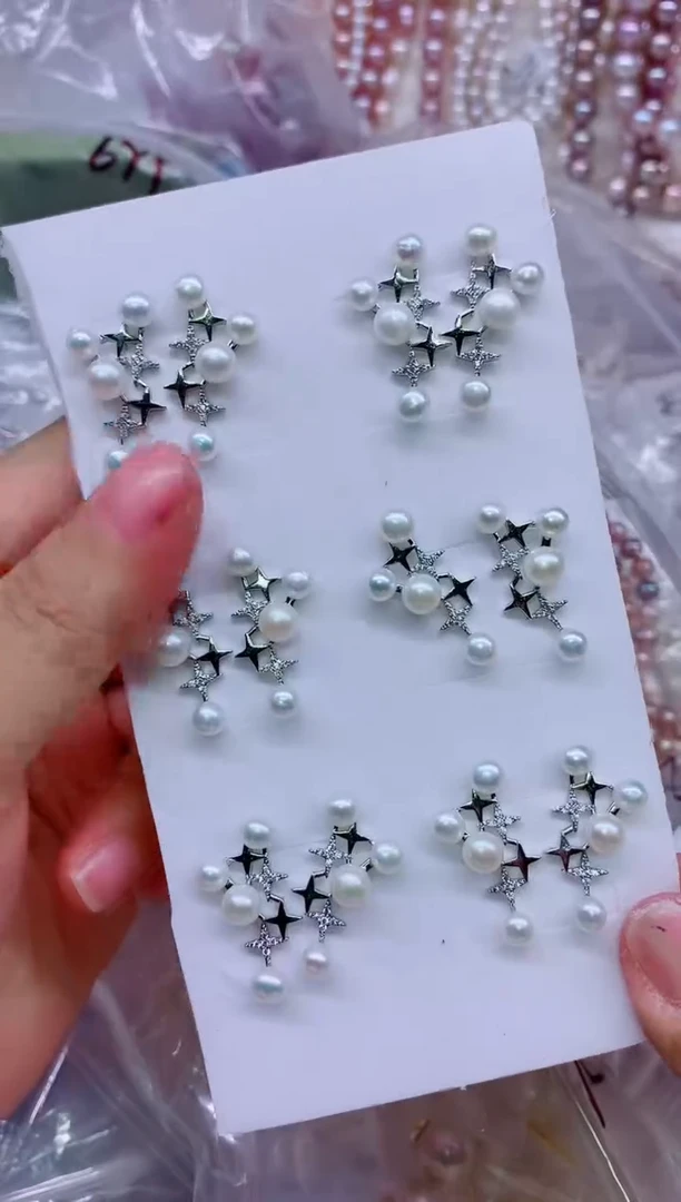 合金淡水珍珠耳饰多样性发其一，非无暇