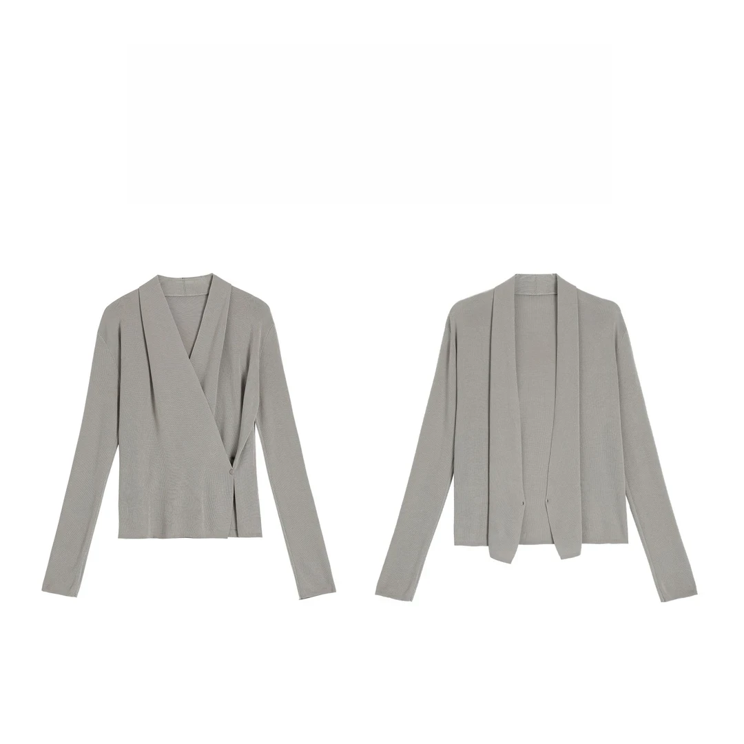 淡淡风|设计感重叠门襟侧边单粒扣多穿法小衫开衫修身显瘦小众