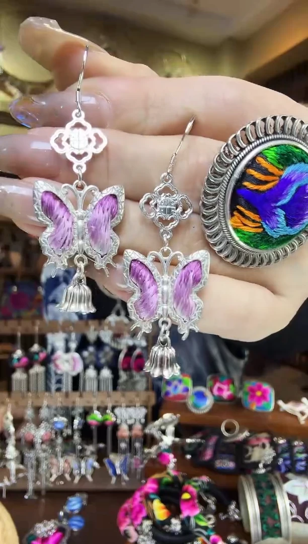 刺绣非遗刺绣民族风耳环