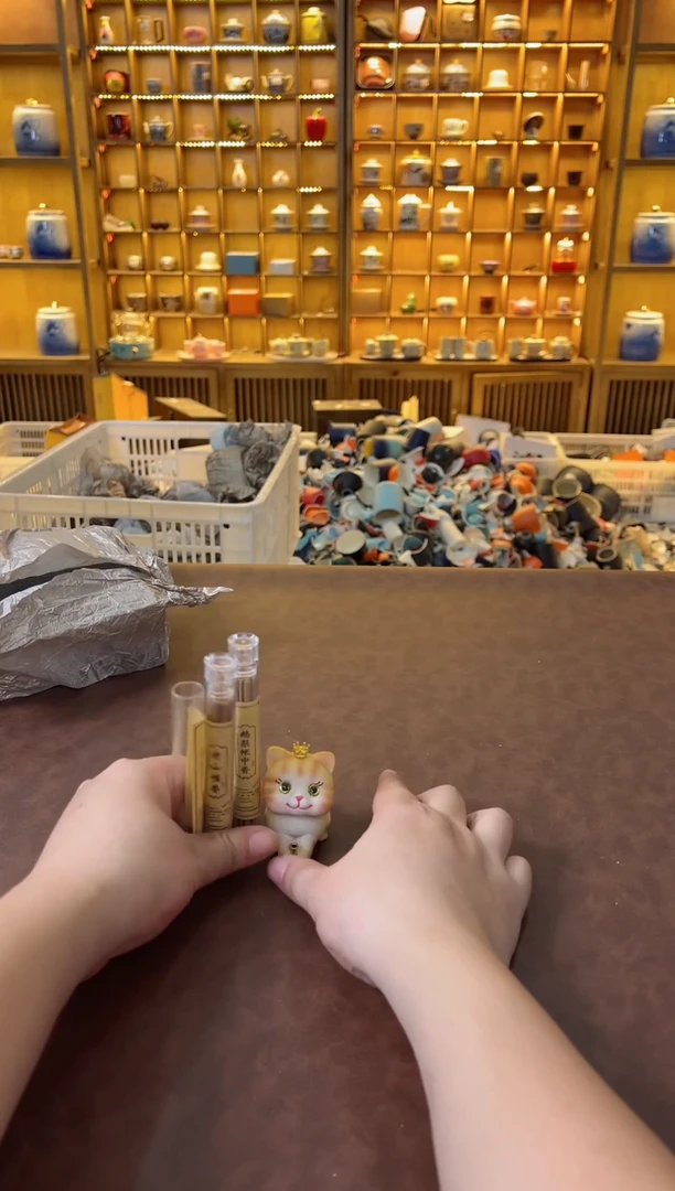 瓷片鸣盏茶具直播间啊猫咪香插
