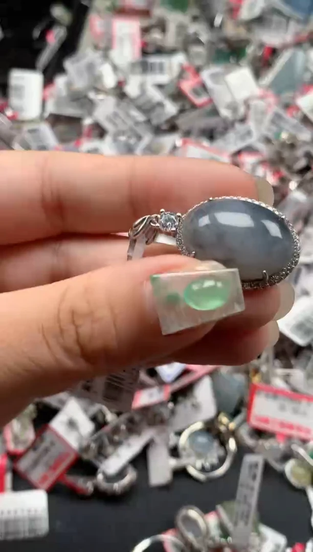 银S925镶嵌戒指翡翠天然A货缅甸翡翠