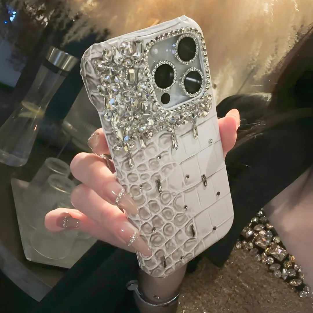高奢喜马拉雅适用于苹果iPhone16promax手机壳15鳄鱼纹14闪钻13