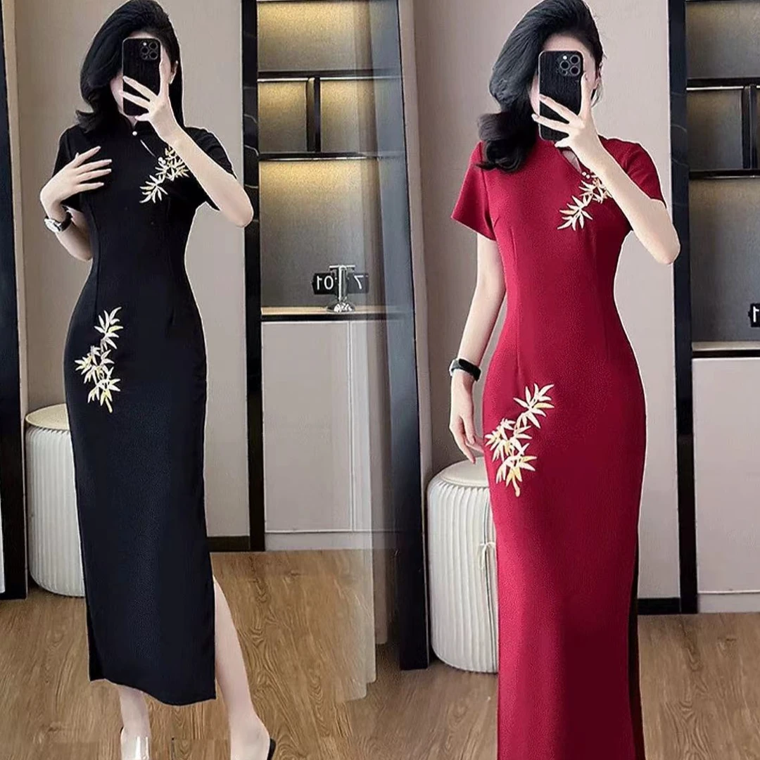 9278简约时尚新款旗开得胜国风高级感修身新中式大码旗袍裙