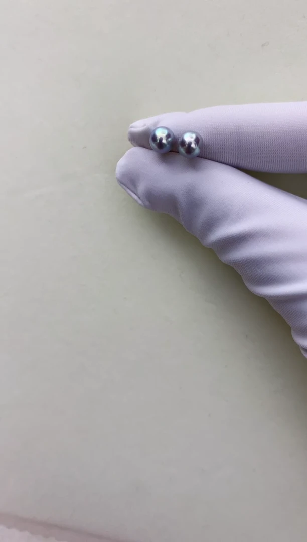 18K金镶嵌DA海水珍珠灰珠素钉5.5-6MM GD083