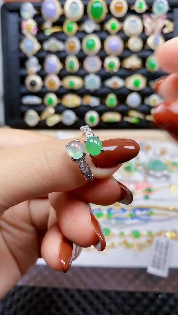 银S925镶嵌戒指翡翠104