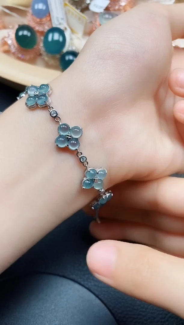 【闪购商品】翡翠手链银S925镶嵌翡翠
