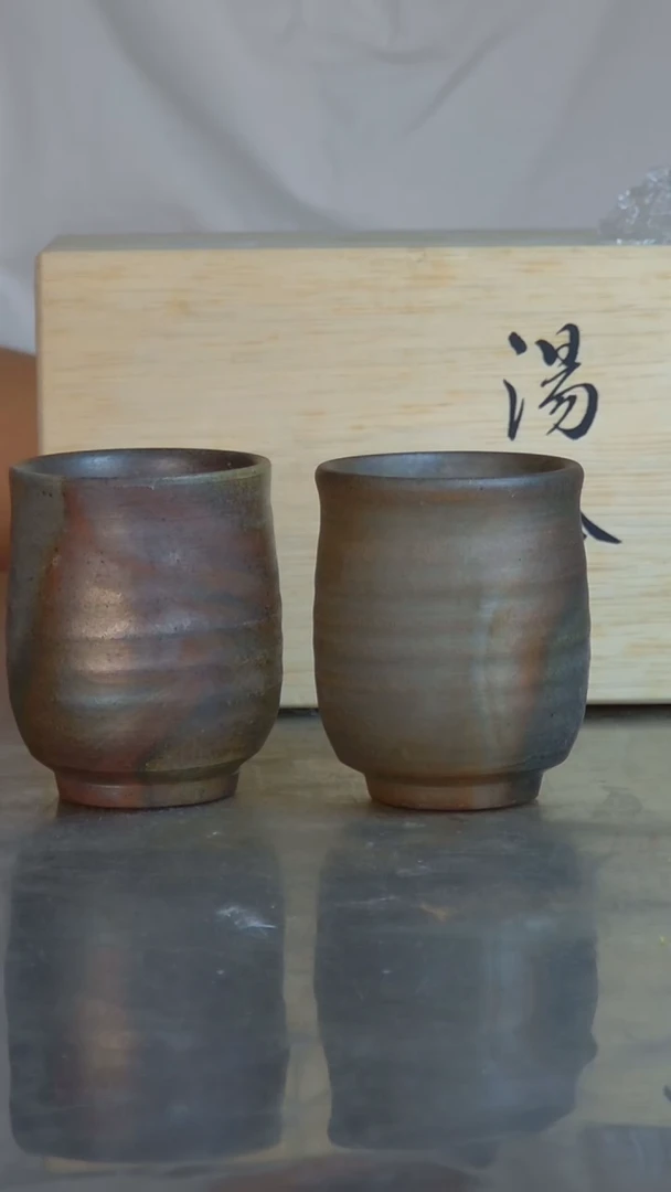 陶瓷杨****训日本原产备前烧对杯