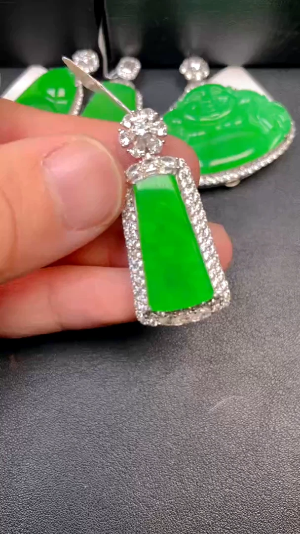 吊坠(不含链)银S925镶嵌翡翠吊坠