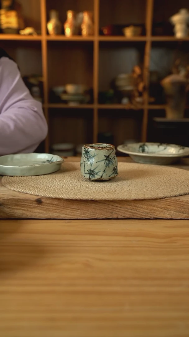 手绘竹子系列的1号竹子茶杯1个