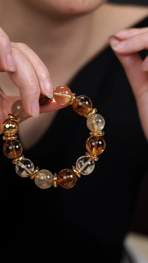 未镶嵌手串水晶黄水晶金发晶原创DIY手串