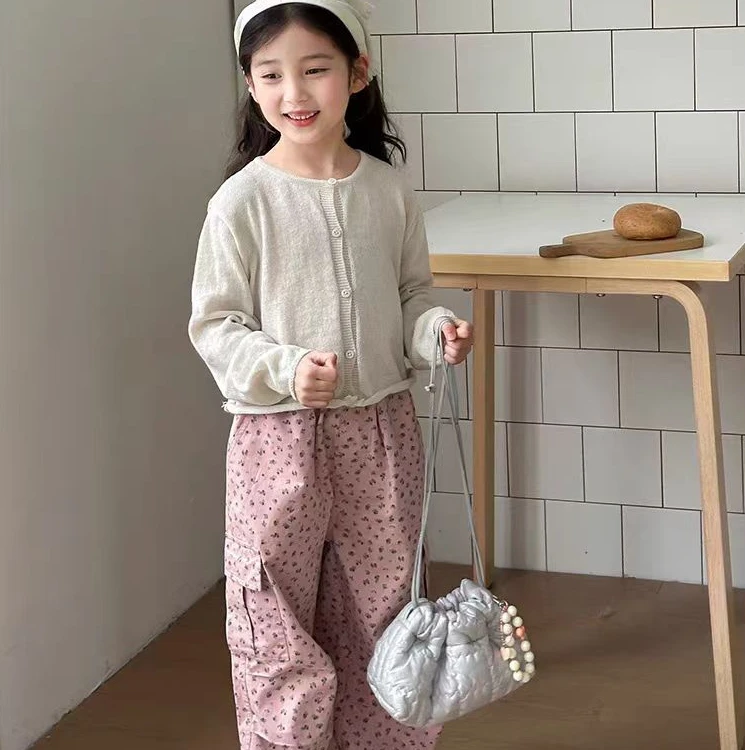 现货Q159女童夏季工装碎花裤子