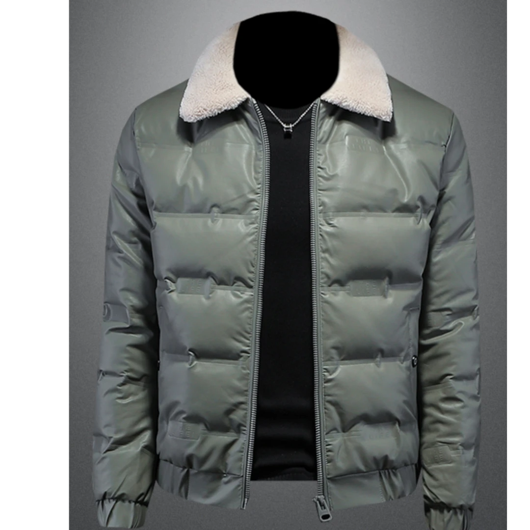 玛加西曼特羽绒服男装冬季新款轻薄短款羊羔毛领冬装加厚休闲外套