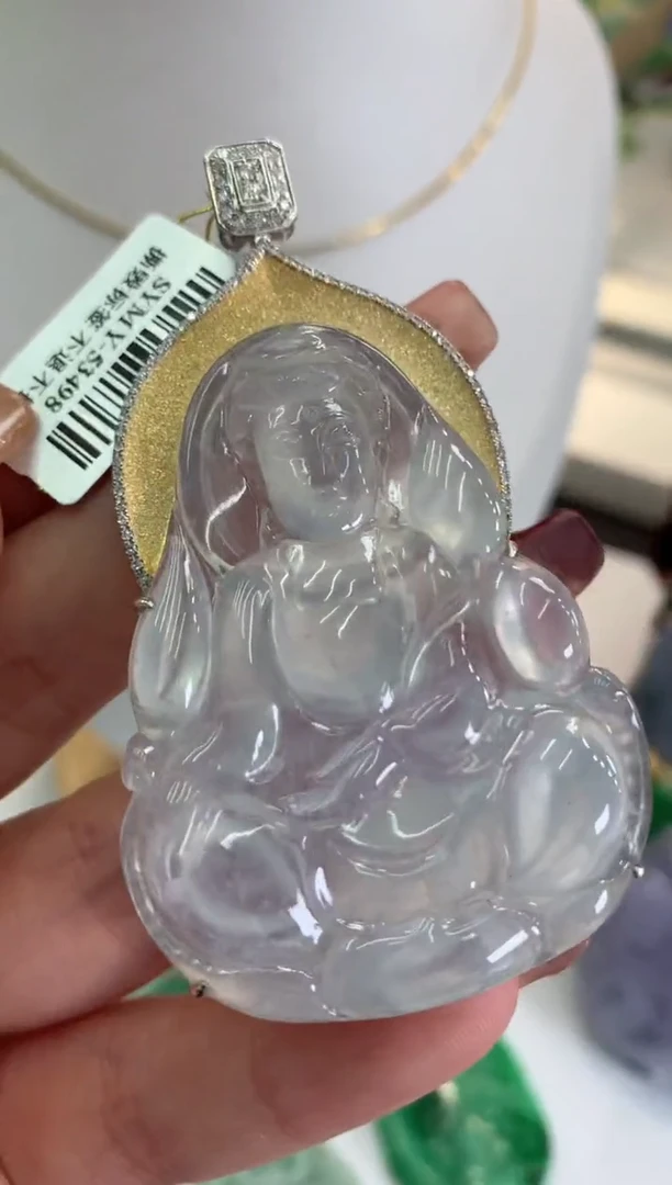 【闪购商品】翡翠吊坠(不含链)18K金镶嵌挂件