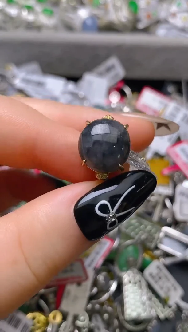 银S925镶嵌戒指翡翠 百内无证书