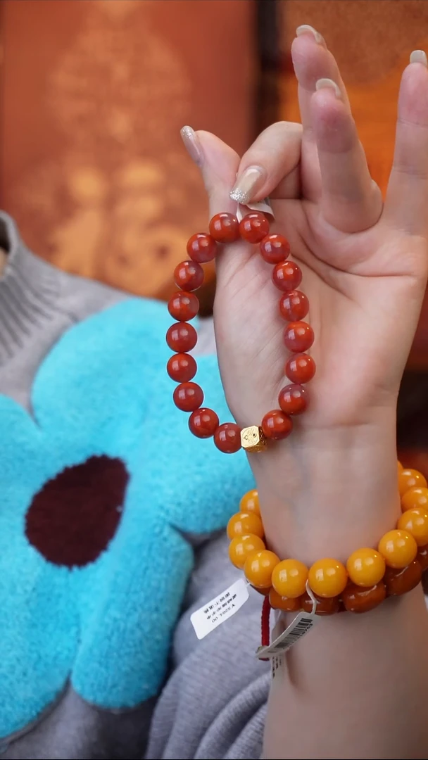 未镶嵌手串南红玛瑙天然原矿南红火焰纹圆珠手串