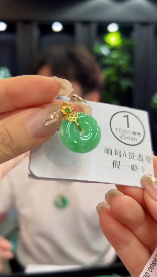 颈饰18K金镶嵌翡翠 缅料A货/支持复检/一件