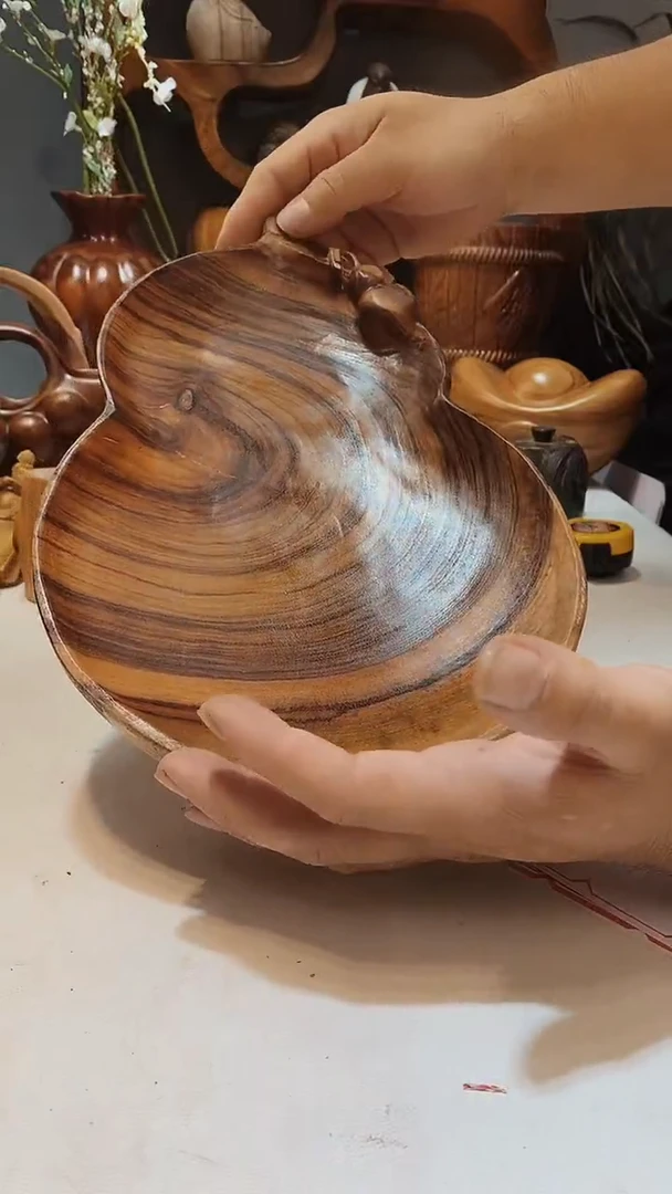 香樟木A20葫芦小果盆/尺寸32*21*4