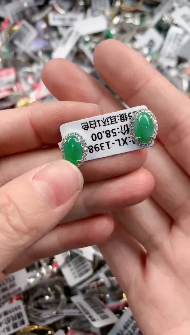 银S925镶嵌戒指翡翠999     10
