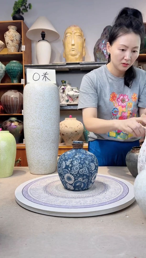 瓶陶瓷花瓶  福利  青花麻绳小号  不装水