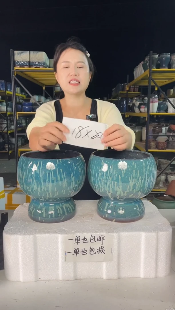宜兴紫砂粗陶花盆18*20