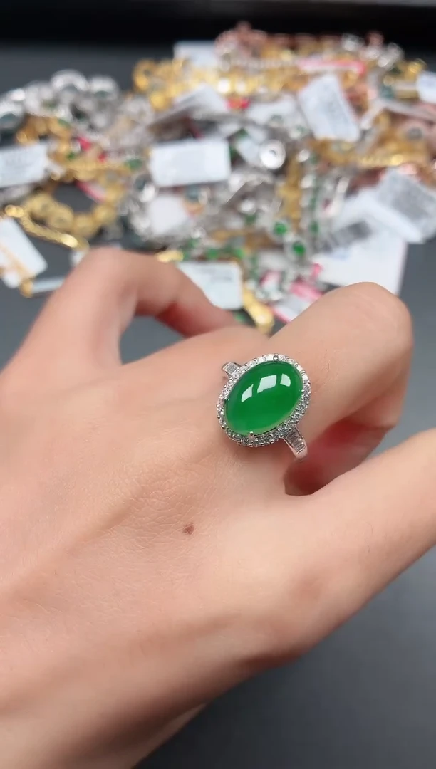 银S925镶嵌戒指翡翠11