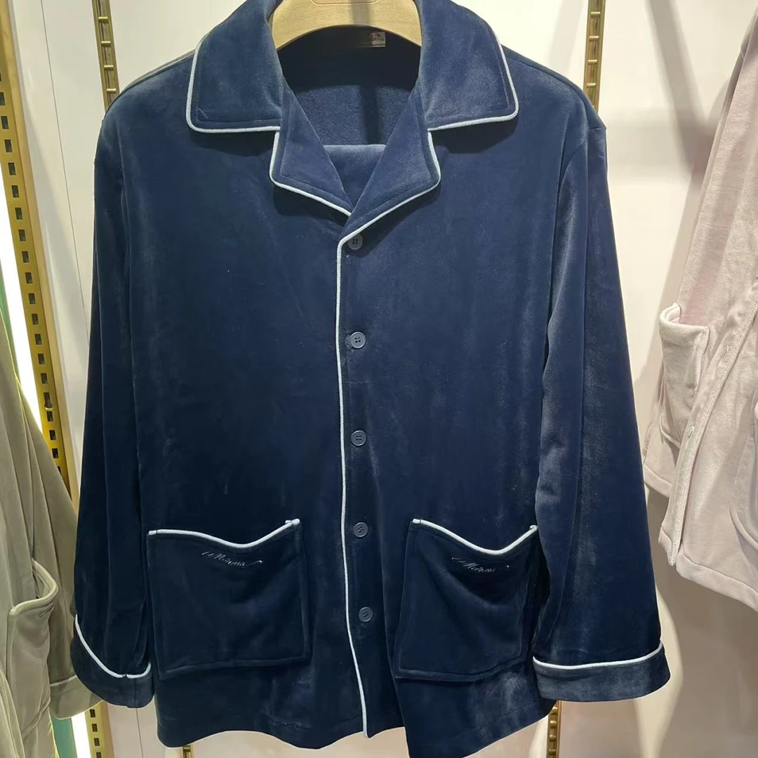 【岳姐姐专属】新款男士高奢澳绒翻领长袖长裤家居服睡衣套装41006