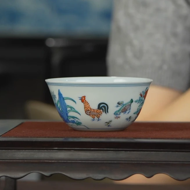 【墨舍名窑】涂杏花斗彩鸡缸杯 txh104 陶瓷