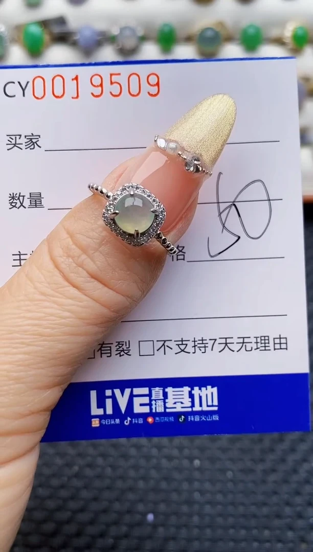 银S925镶嵌戒指翡翠9509