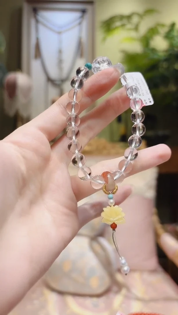 【闪购商品】水晶手串未镶嵌蜜蜡凤九白水晶手串