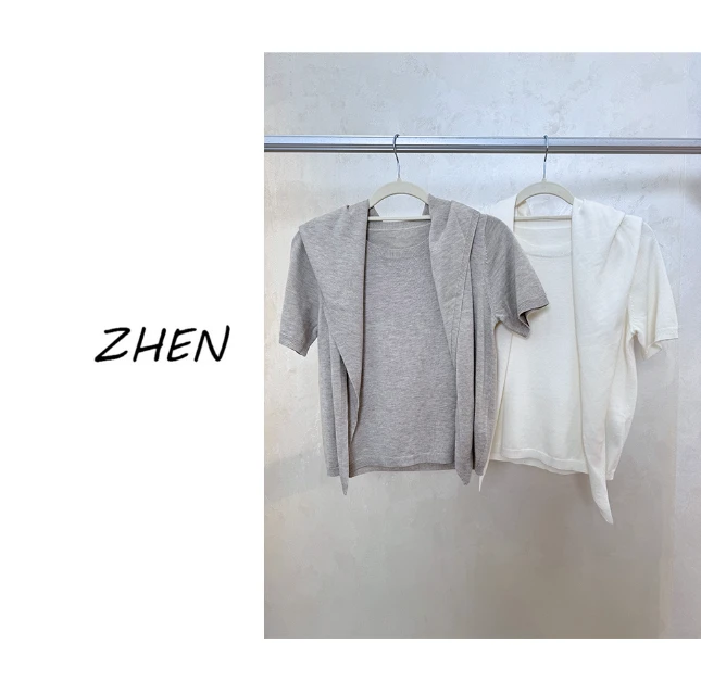 【ZHEN】25K01045 2025新款修身显瘦气质小众设计师款短袖T恤打底