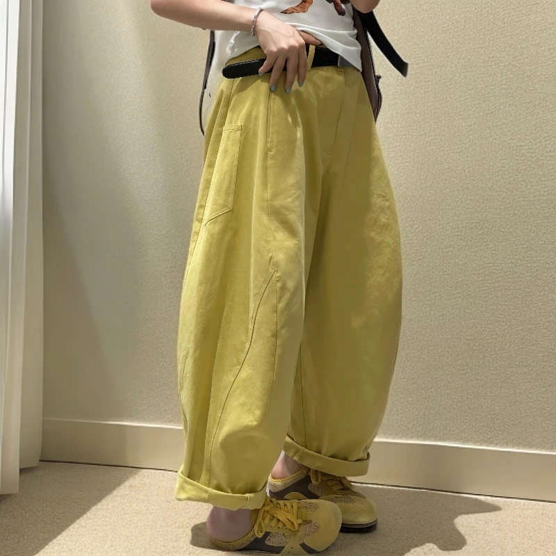 欧货直筒休闲阔腿裤女早秋高腰显瘦气球裤宽松百搭萝卜弯刀裤
