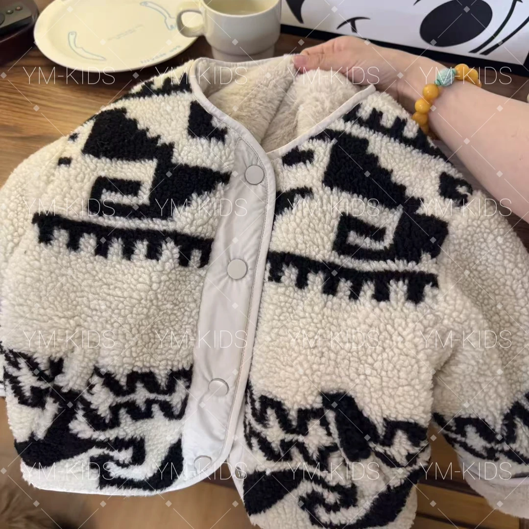 【复古图腾】毛毛衣外套儿童秋冬加厚洋气韩版男童女童棉服宝宝童装