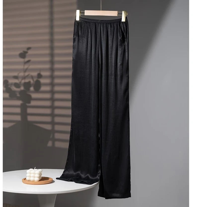 La babite阔腿裤女夏季2025新款休闲裤慵懒风垂感铜氨丝直筒裤子