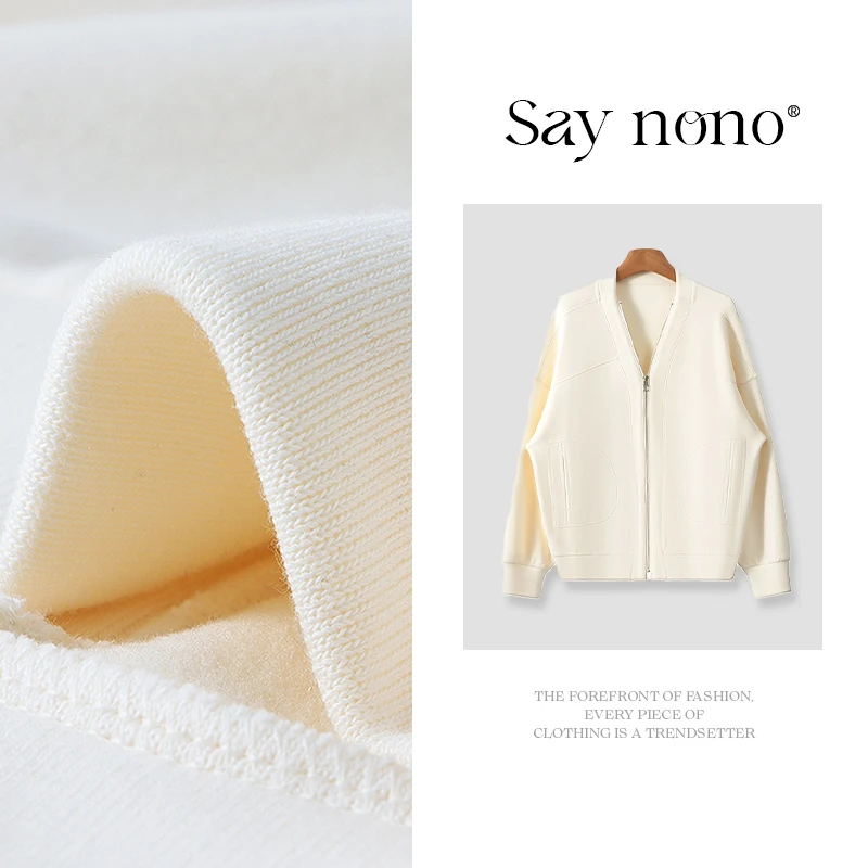 懒猫nono│Saynono 羊毛暖绒V领拉链开衫卫衣/XXP0054