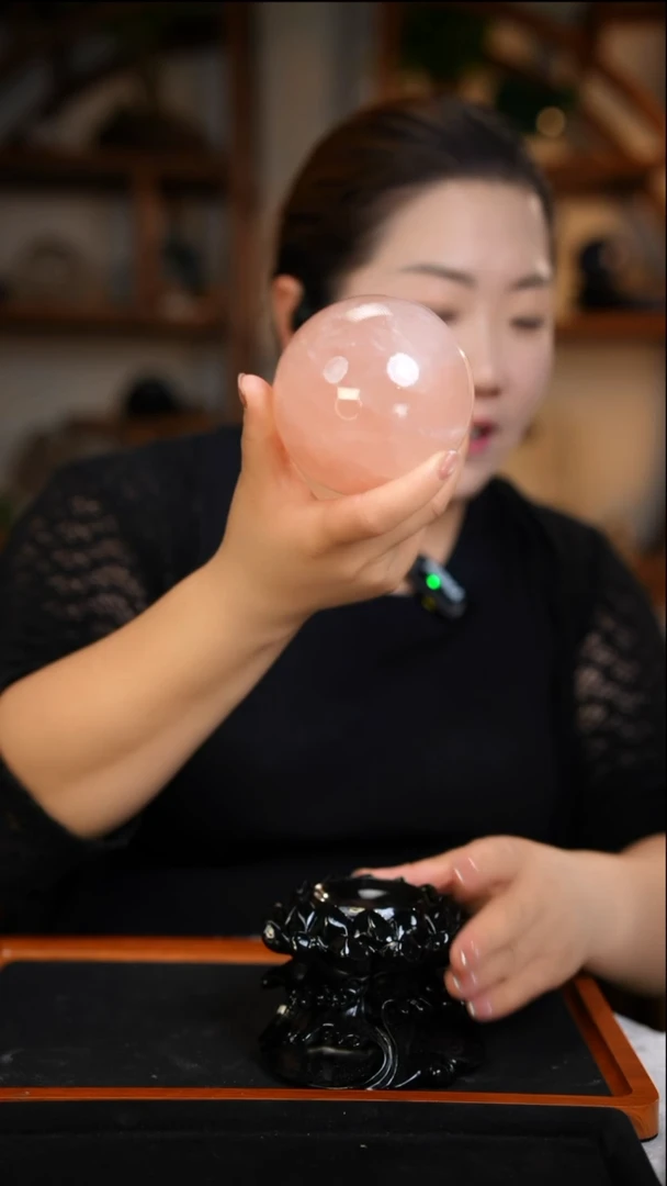 未镶嵌珠宝半成品水晶粉水晶球D53