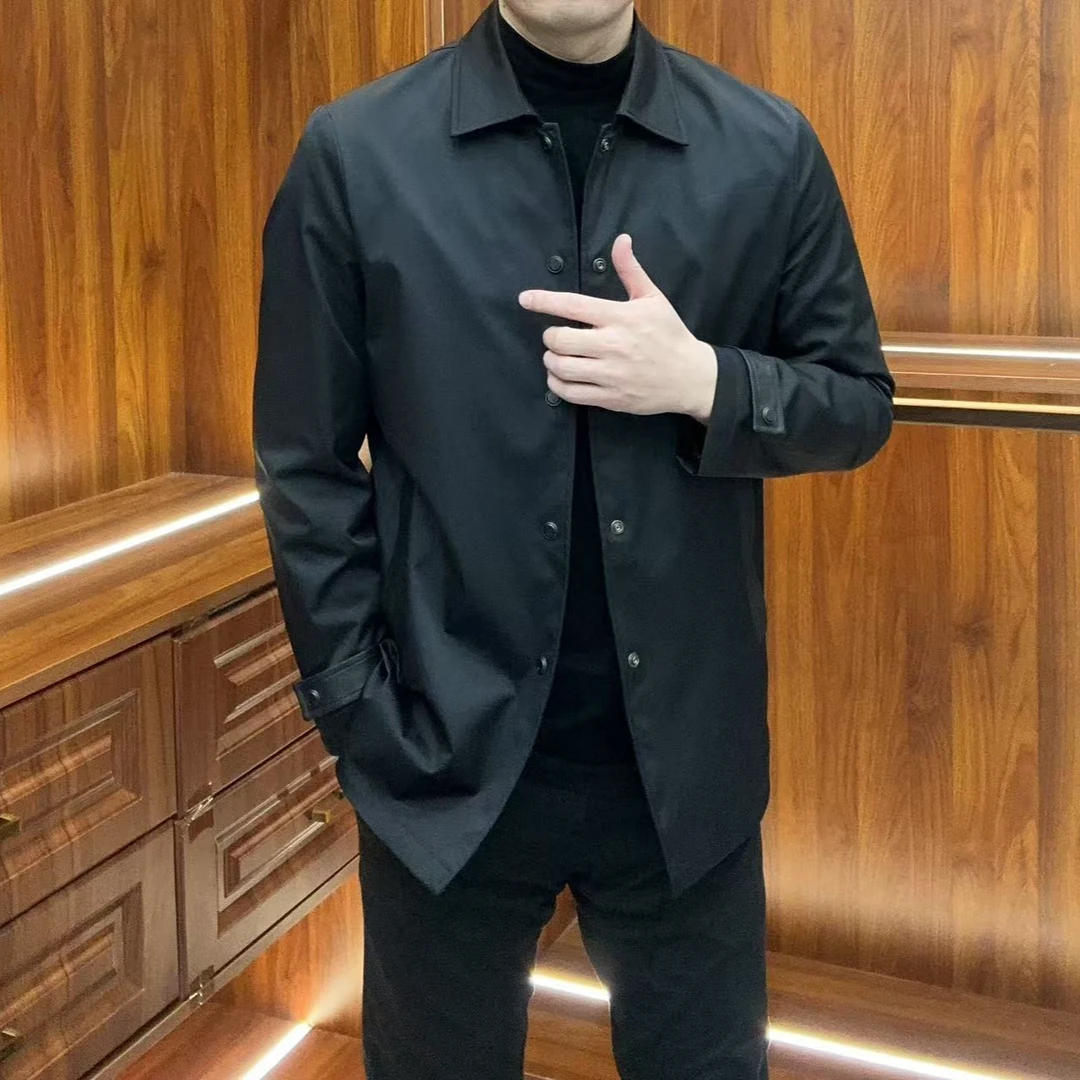 2025春季新款男士薄款翻领纽扣中长版商务夹克DJ8155