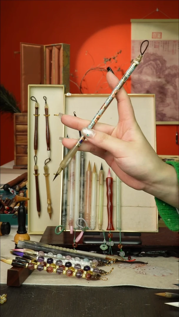 540号闪孤品高货毛笔链接 清水试笔 蘸墨不退