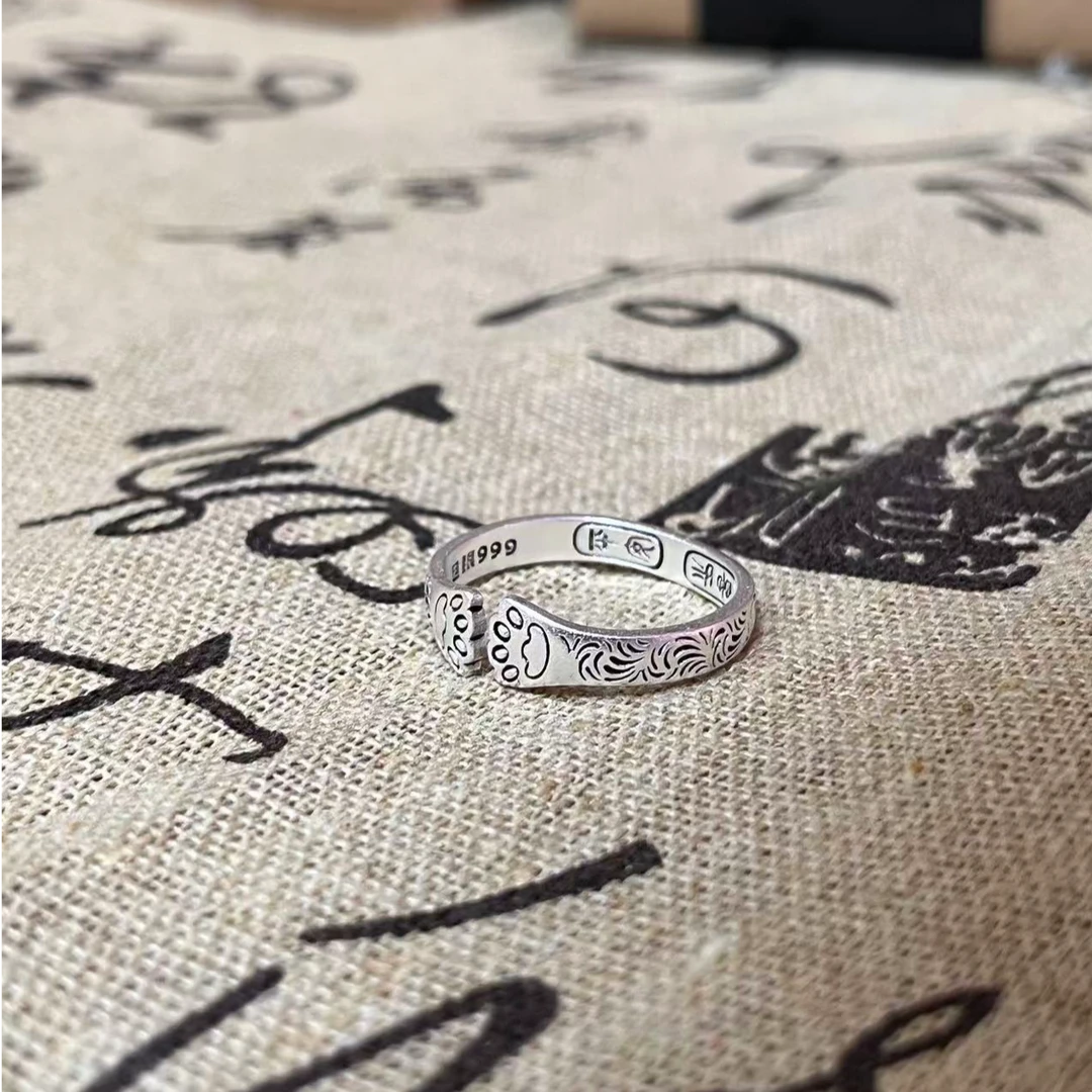 足银戒指 吉言猫爪戒指