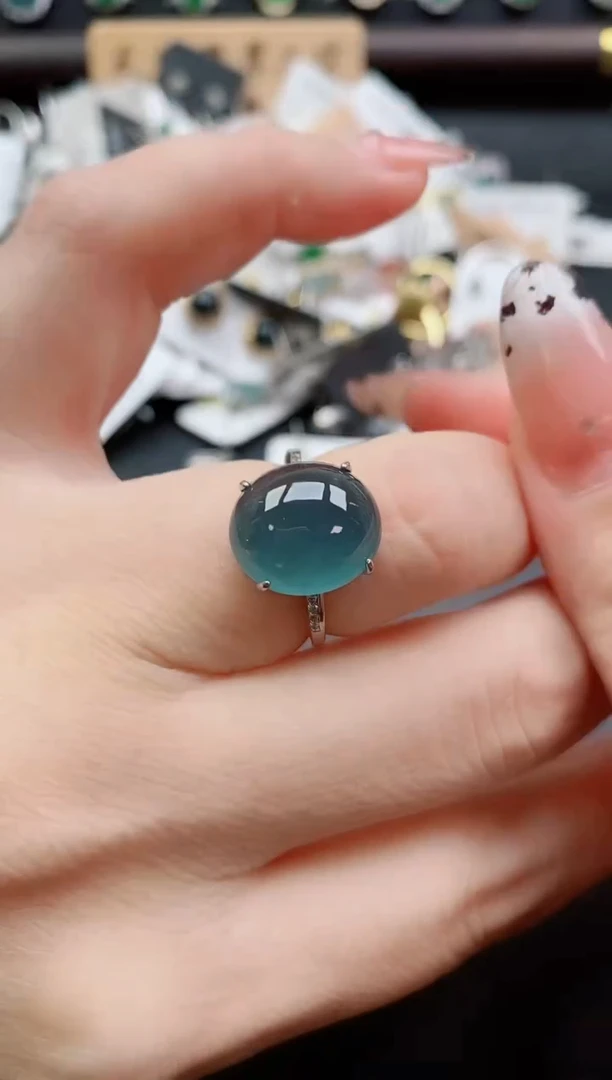 银S925镶嵌戒指翡翠1