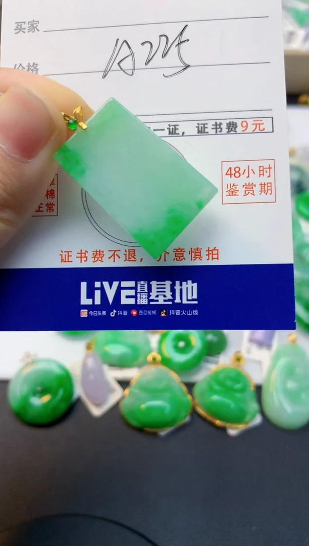 颈饰18K金镶嵌翡翠天然缅甸A货翡翠百元以上9元证书费自理