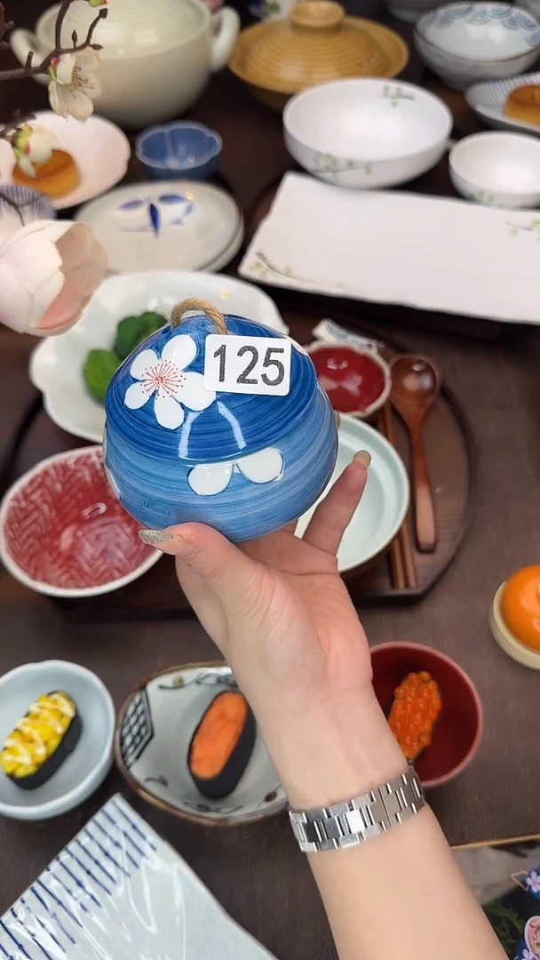 瓷（蓝海）石棉花炖盅