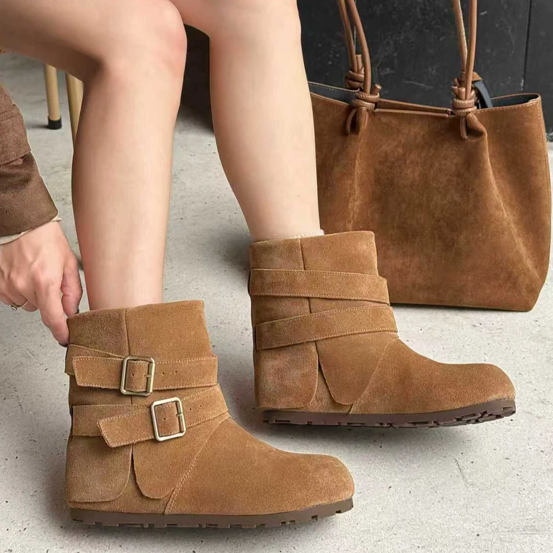 2025秋新款复古厚底马丁靴舒适女休闲软底小众圆头系带百搭勃肯靴