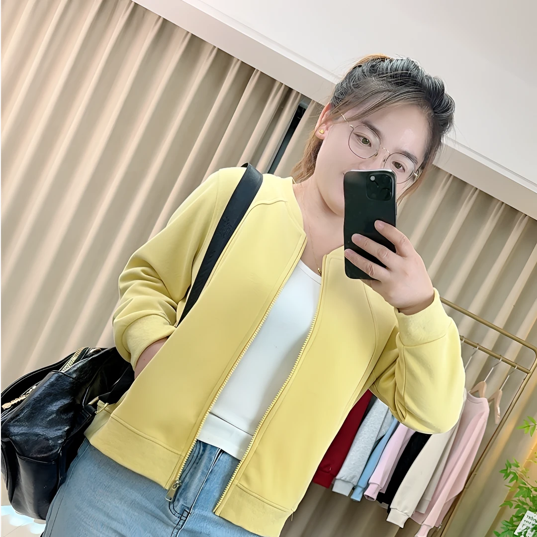 小个子正肩韩版棒球服时尚百搭长袖短款拼接纯色秋冬宽松外套