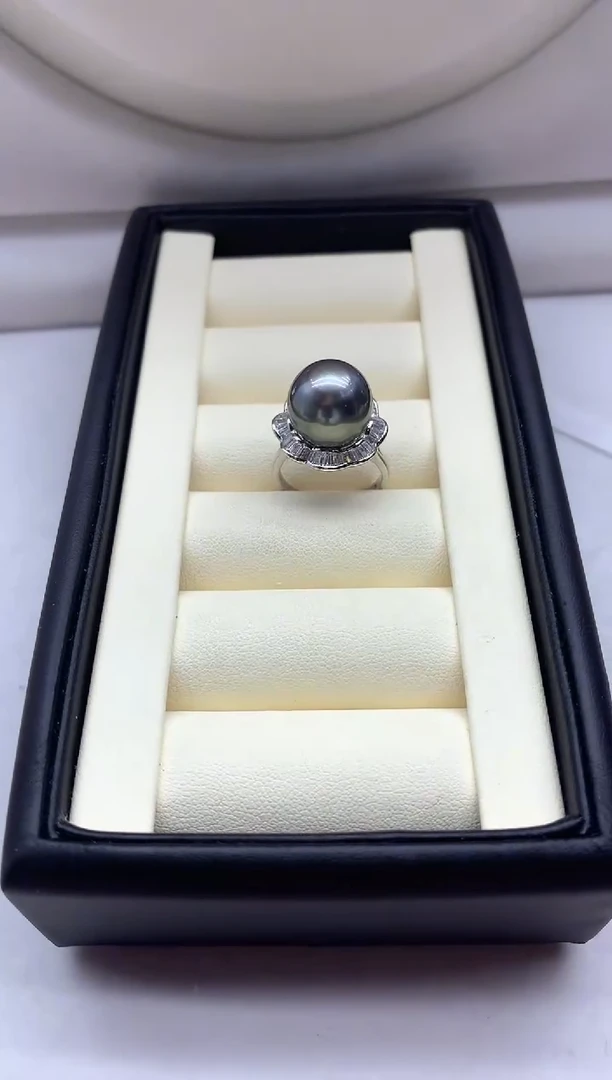 海水珍珠戒圈银S925镶嵌戒指