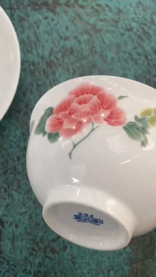 摆件芙蓉花内外花5寸米饭碗 拍一发二