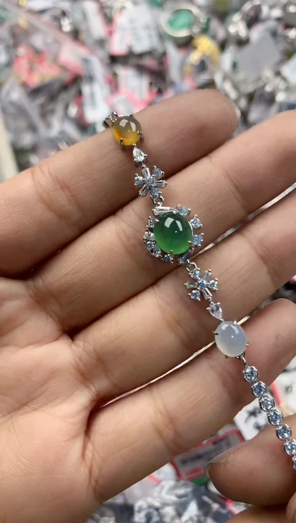 银S925镶嵌戒指翡翠15                9