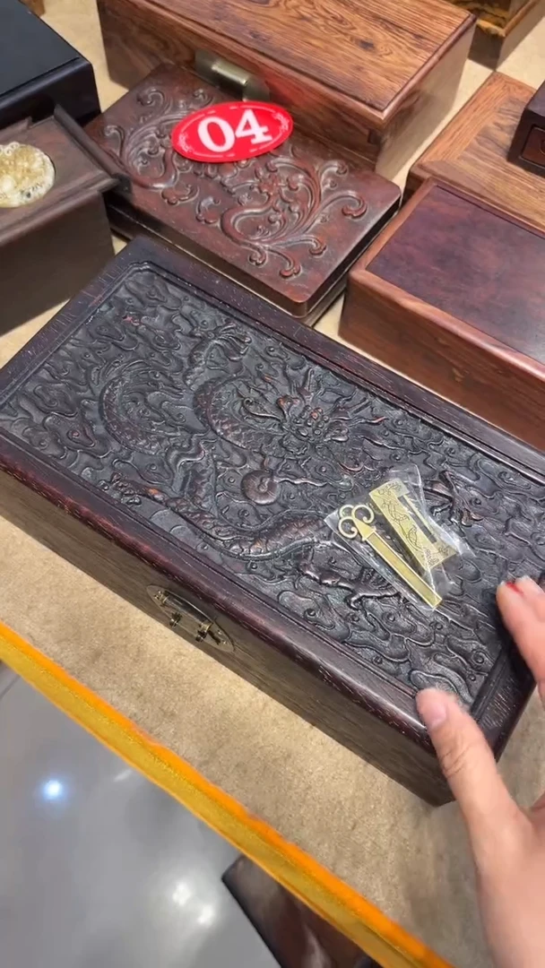 【闪购商品】贡木五爪金龙雕刻首饰盒