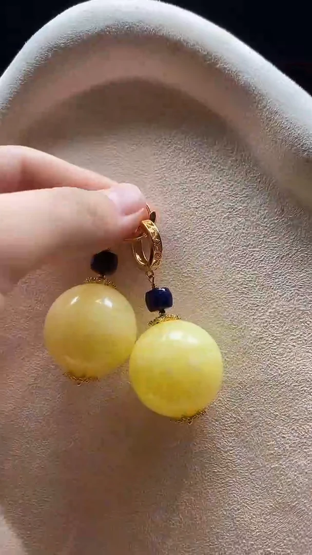 琥珀未镶嵌耳饰耳环