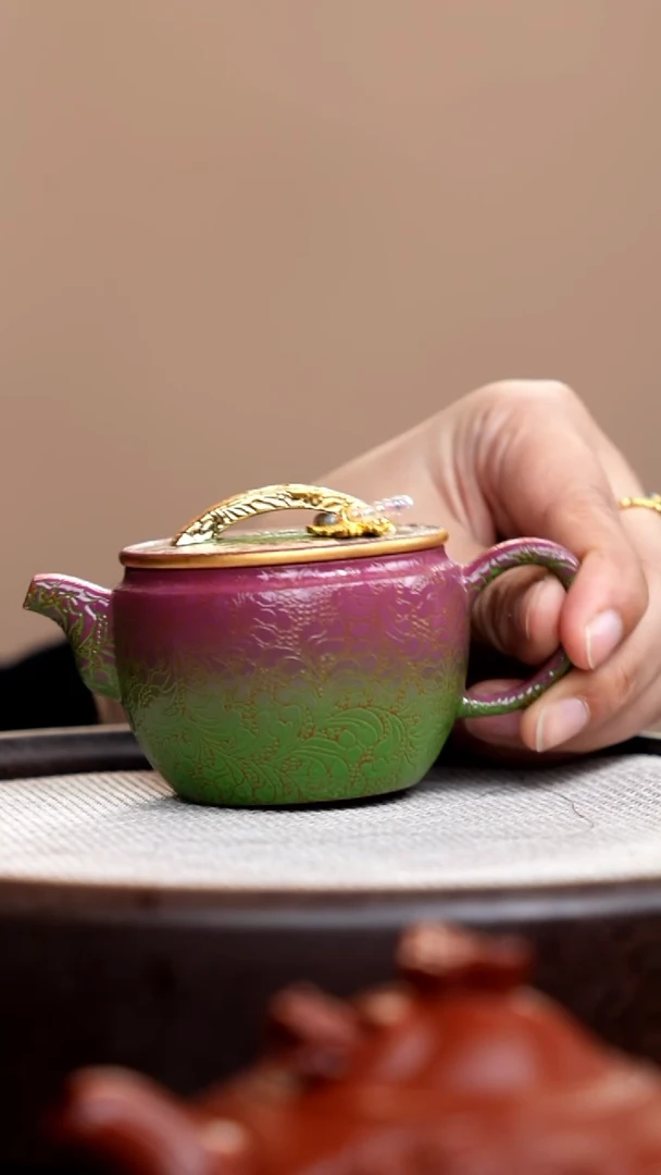 茶壶紫砂扒花小汉瓦